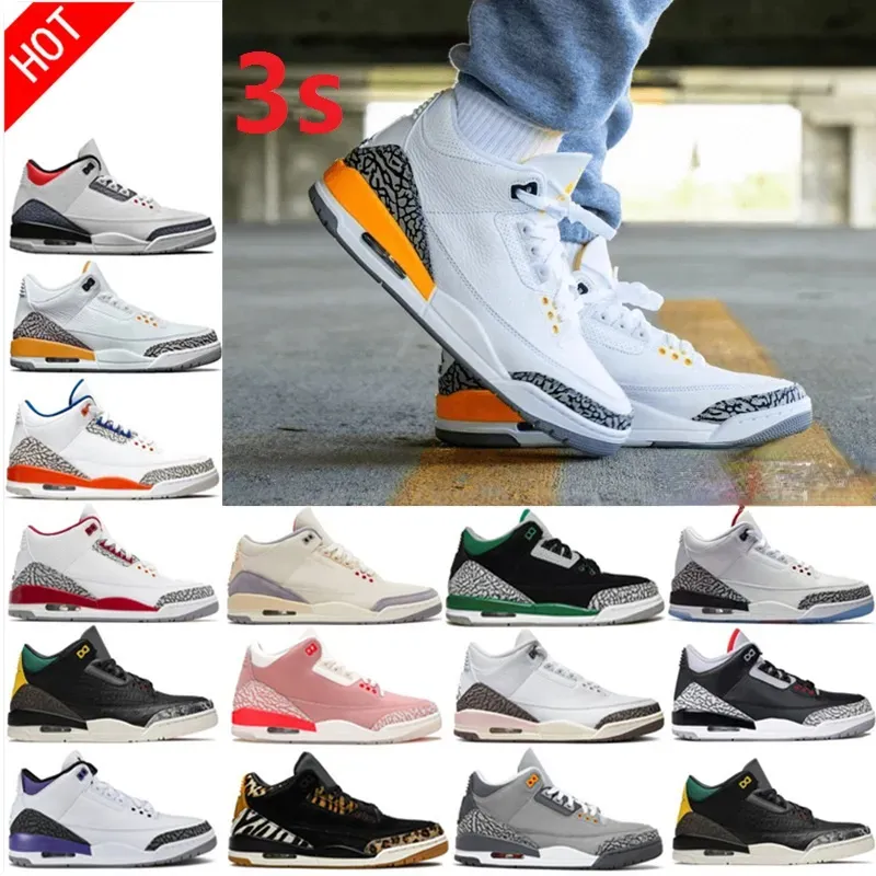 Jumpman 3 Männer 3s Frauen Basketballschuhe Slim Shady Muslin Oreo White Cement Black Cat Cardinal Red Racer True Blue Varsity Royal Neapolitan Sneakers Trainer