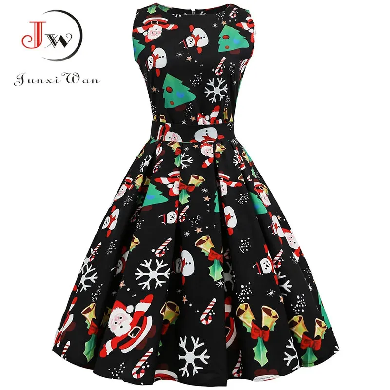 Urban Sexy sukienki s3xl Christma Floral Print Slim Vintage Casual Sleveless Elegancka Midi Party Vestidos Share 231011