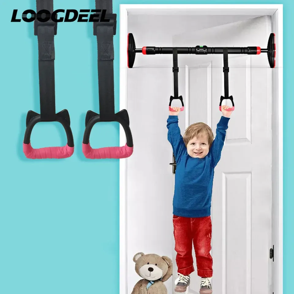 Gymnastic Rings Kids Gymnastic Rings Plastic with Adjustable Strap Hand Tapes Children Gym Pull up Fitness Strength Training Indoor Crossfit 231012