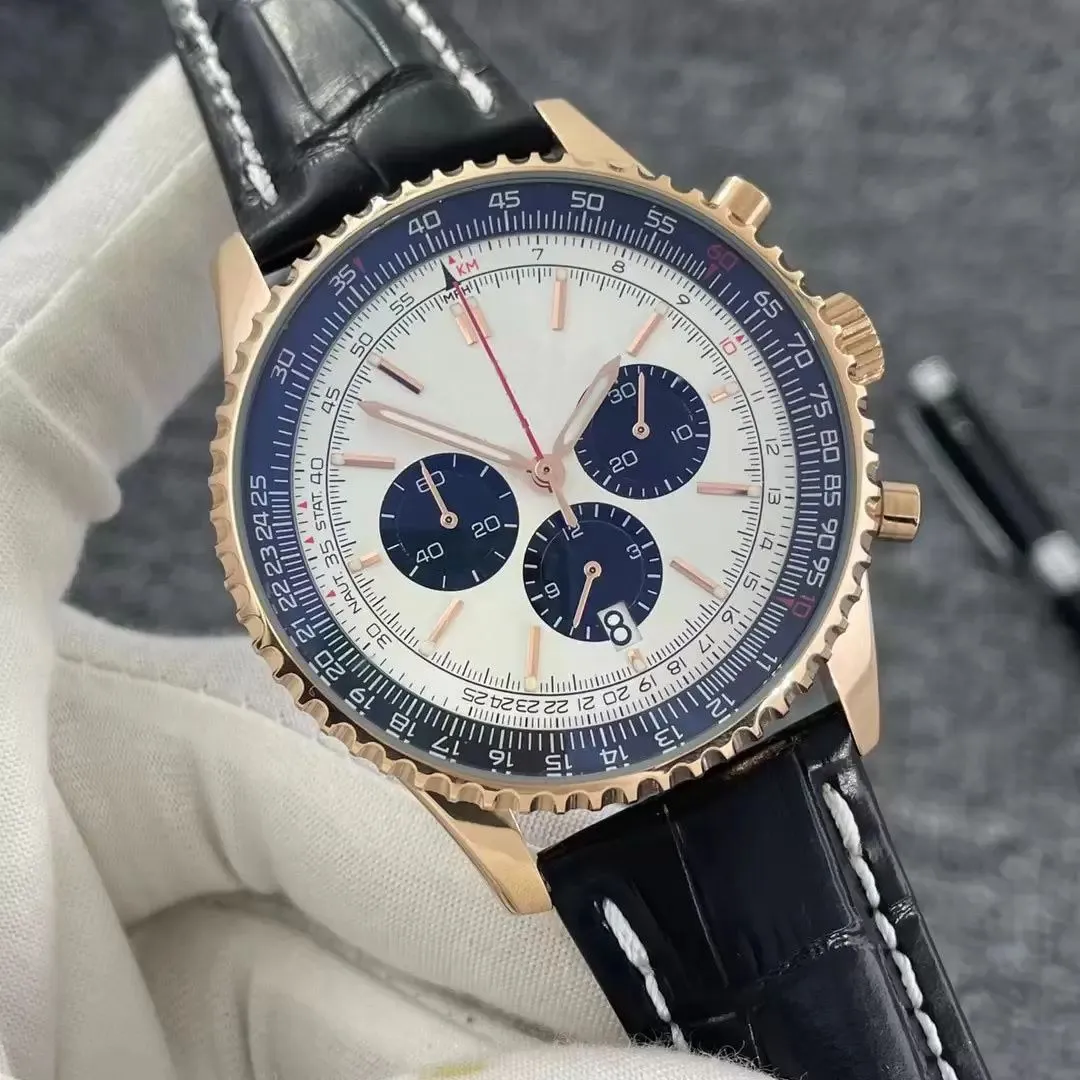 U1 Top AAA Bretiling Orologio di alta qualità NAVITIMER Cinturino in pelle cinturino in acciaio 3A Orologi da uomo Sport Japen VK Cronografo al quarzo Orologio da polso di moda relojes para hombre