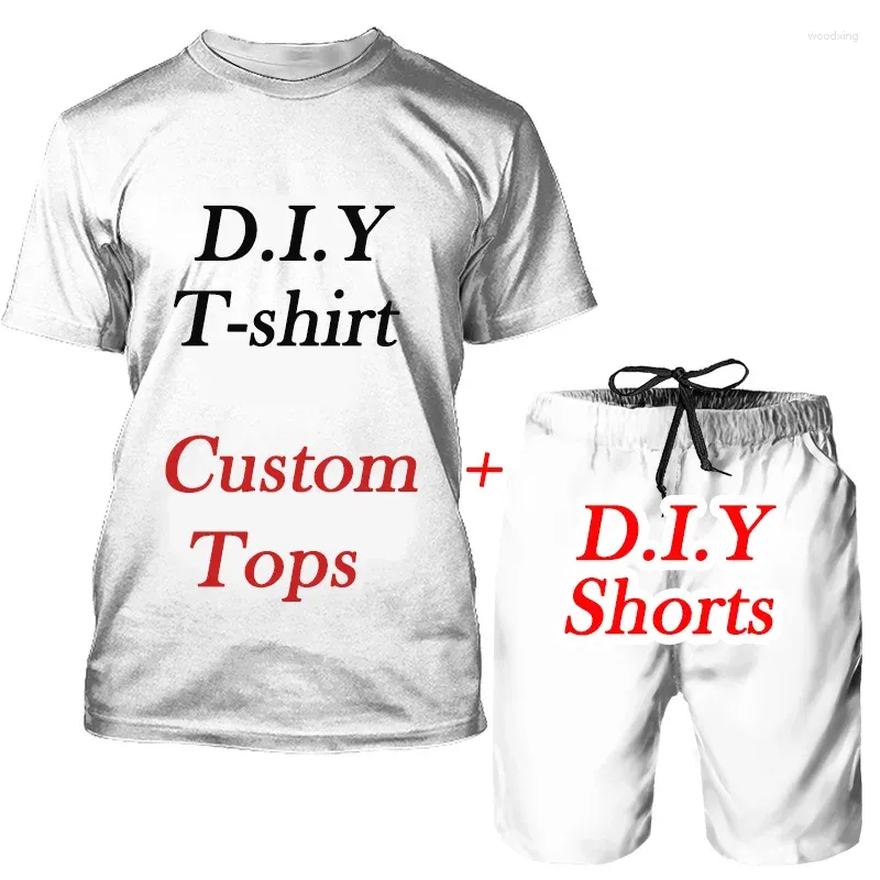 Herrspårar kul en bit anpassad kläder 3d tryck kort ärm t-shirt shorts två uppsättningar par kläder sommar diy toppar camiseta