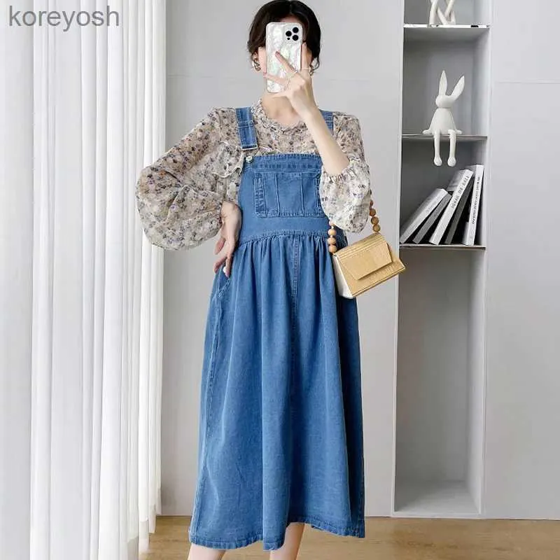 Maternity Dresses CARECODE Denim Maternity Dresses Spring Summer Strap A-line Loose Women Dress Korean Fashion Suspender Skirt Pregnancy ClothesL231012