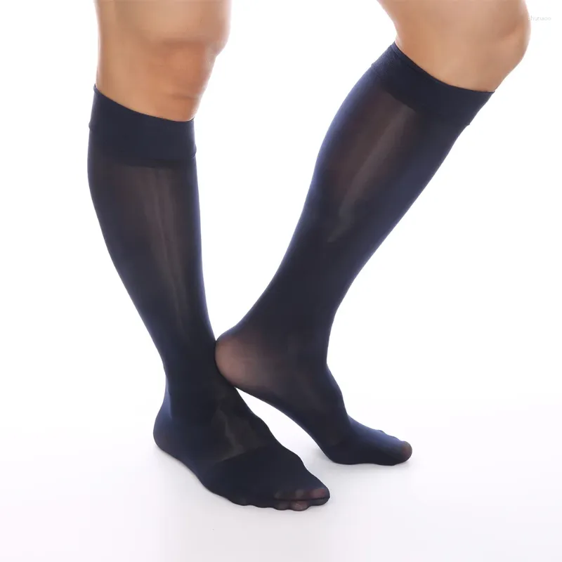 Erkek Çorap Yaz Adam Yağı Petrol Parlak İnce Buz Stokları Nefes Alabilir Esnek Diz Yüksek Uzun Çöpler Sheer Pantyhose Çoraplar Erkekler