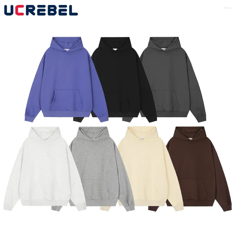 Men s Hoodies Solid Color Casual Long Sleeve Sweatshirts Mens Autumn Loose Drop Shoulder Simple Style Pocket Men