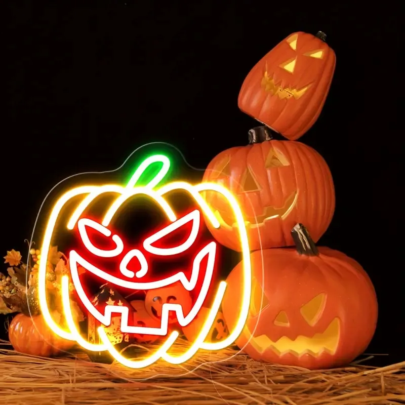 Insegne al neon a forma di zucca di Halloween, decorazioni di Halloween, decorazioni per festival, regali per Halloween, insegne luminose per lampade divertenti per le vacanze, regali per bambini per feste in casa