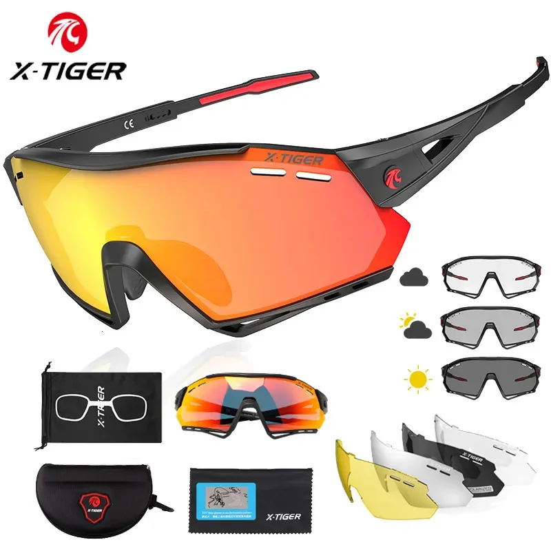 Очки для улицы X-TIGER Похромные солнцезащитные очки для велоспорта Спортивные очки для туризма и рыбалки Поляризованные UV400 MTB Racing Road Man Велосипедные очки 231012