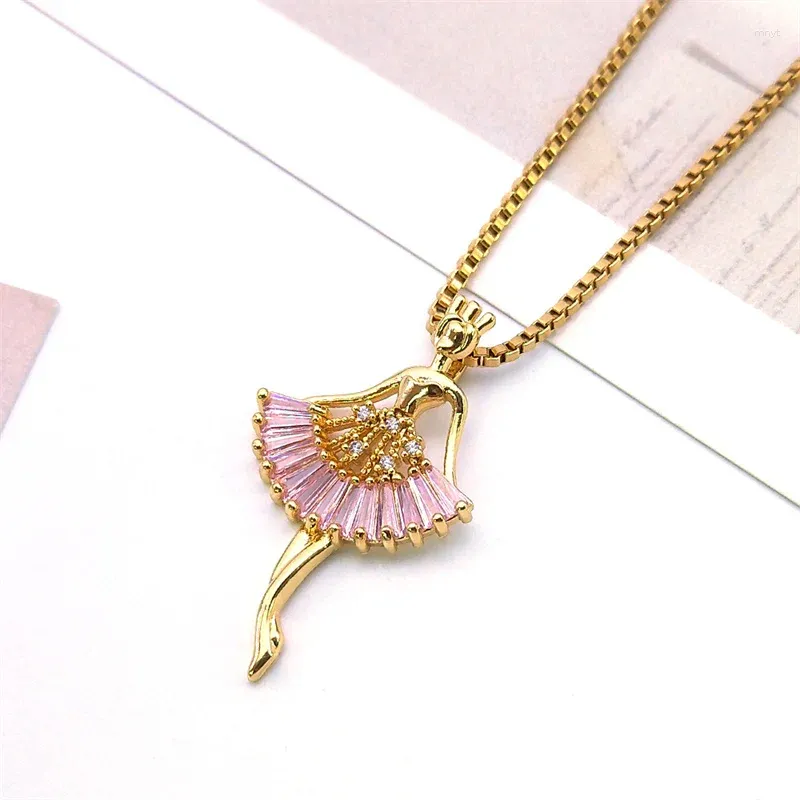 Pendentif Colliers Y2K Rose Ballet Danseur Collier De Cuivre Pour Femmes En Acier Inoxydable Esthétique Clavicule Chaîne Saint Valentin Cadeau Bijoux