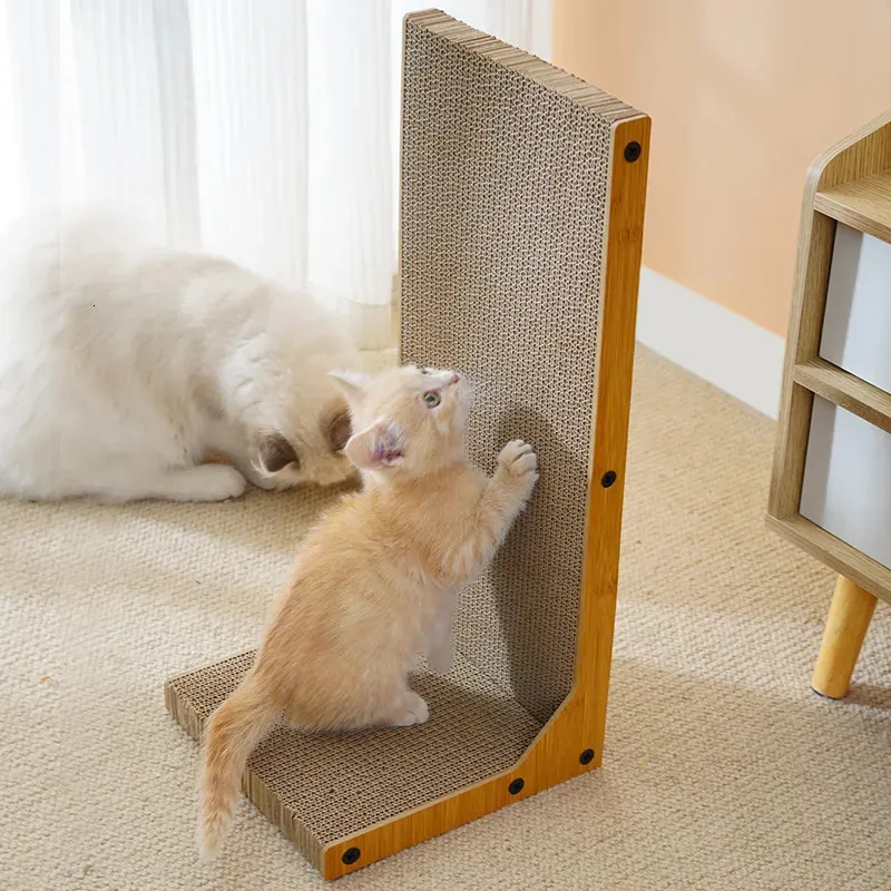Cat Scratching Pad Board L Shaped Corrugated Cardboard Scratcher for Cats Durable Pet Furniture Protector Claw Sharpener Toy