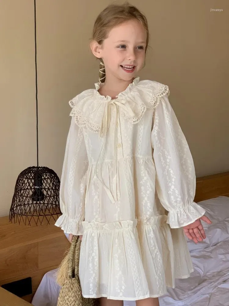 Robes Vintage pour petites filles, en coton blanc, vêtements à la mode, jolis vêtements d'automne décontractés, Boutique de 1 à 8 ans