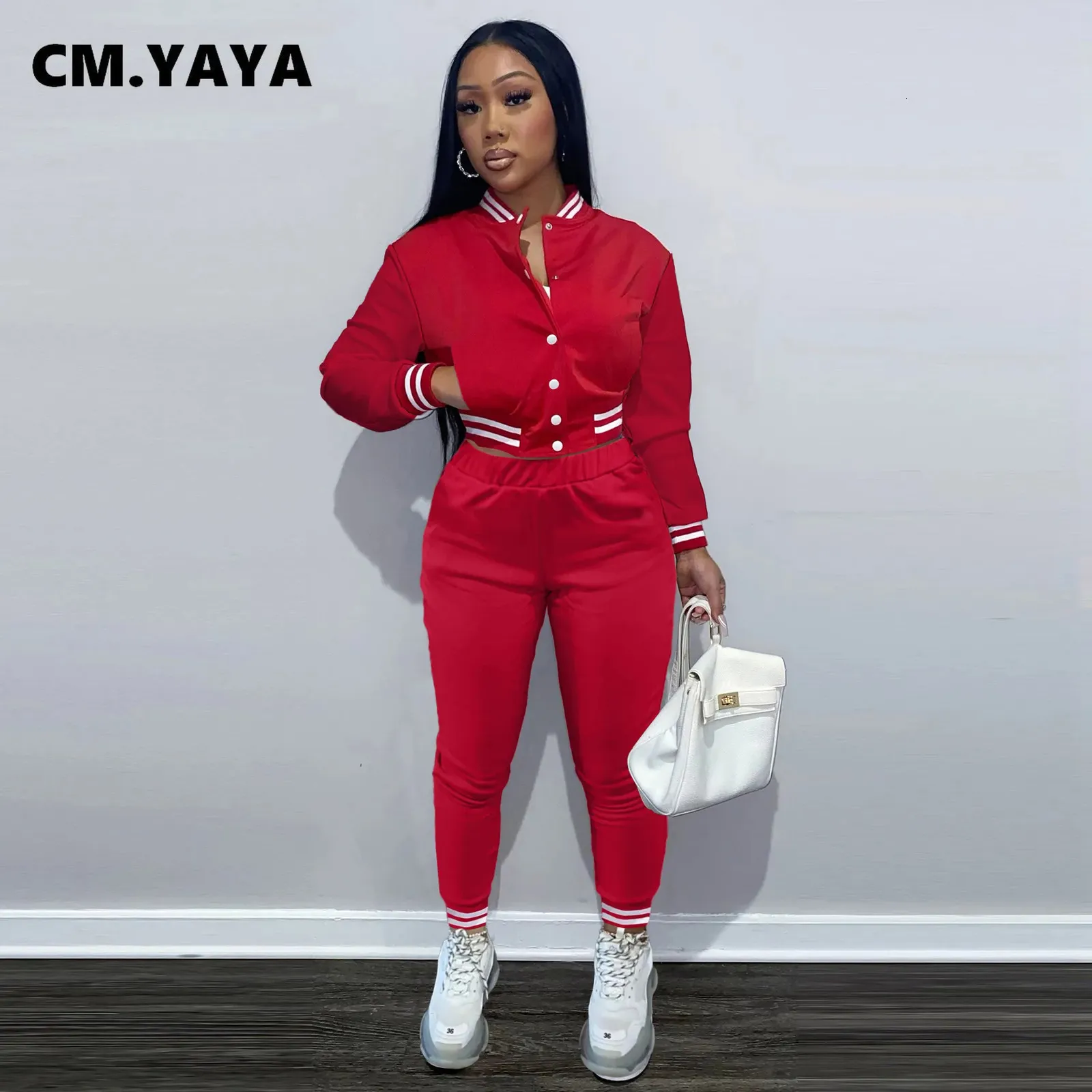 CM.YAYA Womens Two Piece Baseball Sport Set Button Up Jacket And Halara  Joggers For Autumn/Winter Fitness Outfit 231011 From Bai05, $22.05