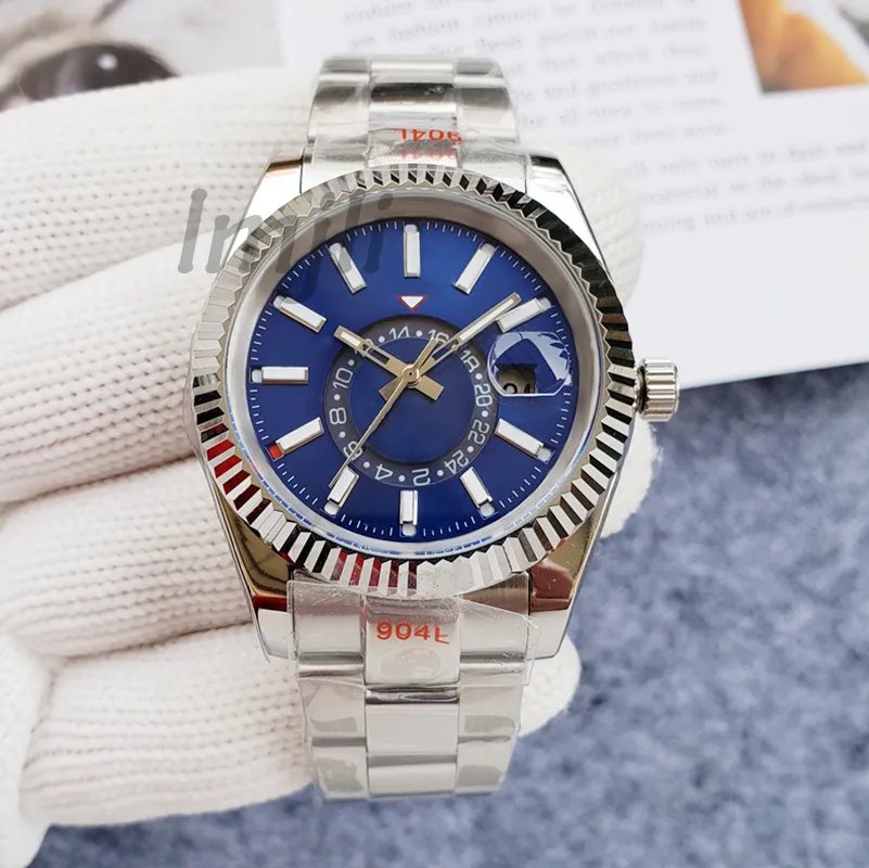 MENSKRAV FÖR MÄNSVARVARNINGAR LUXURY 40MM Automatisk mekanisk klocka Rostfritt stål Blue Waterproof High Quality armbandsur