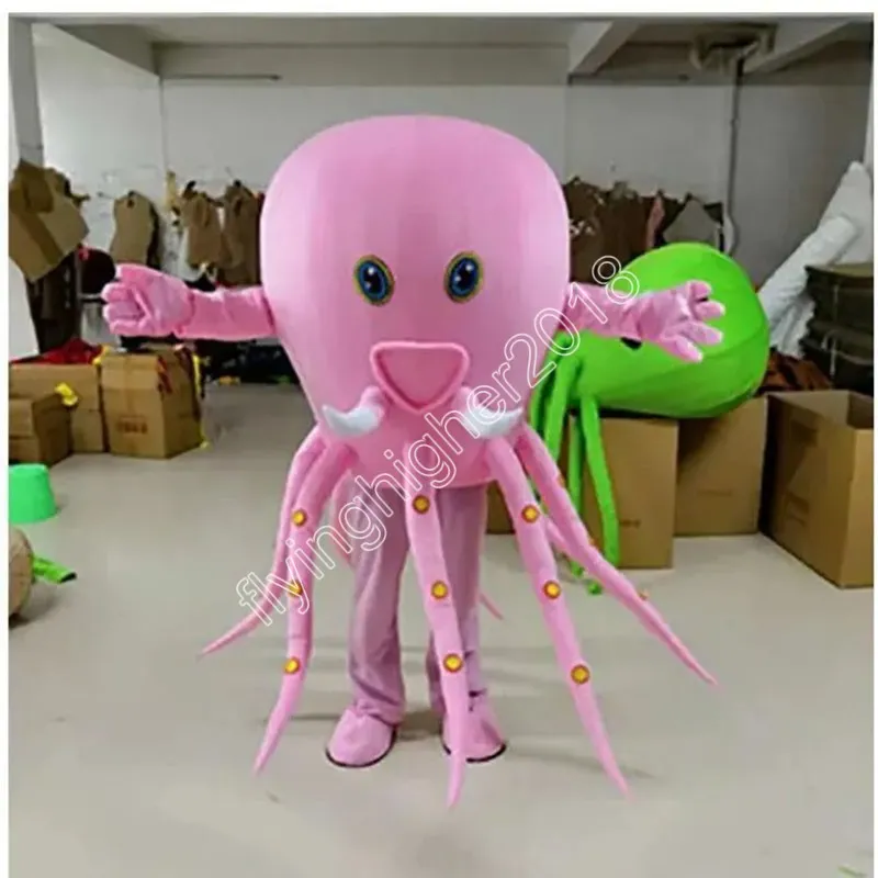 Högkvalitativ rosa bläckfisk maskot kostym vuxen storlek tecknad anime temakaraktär karneval unisex klänning jul fancy performance party klänning