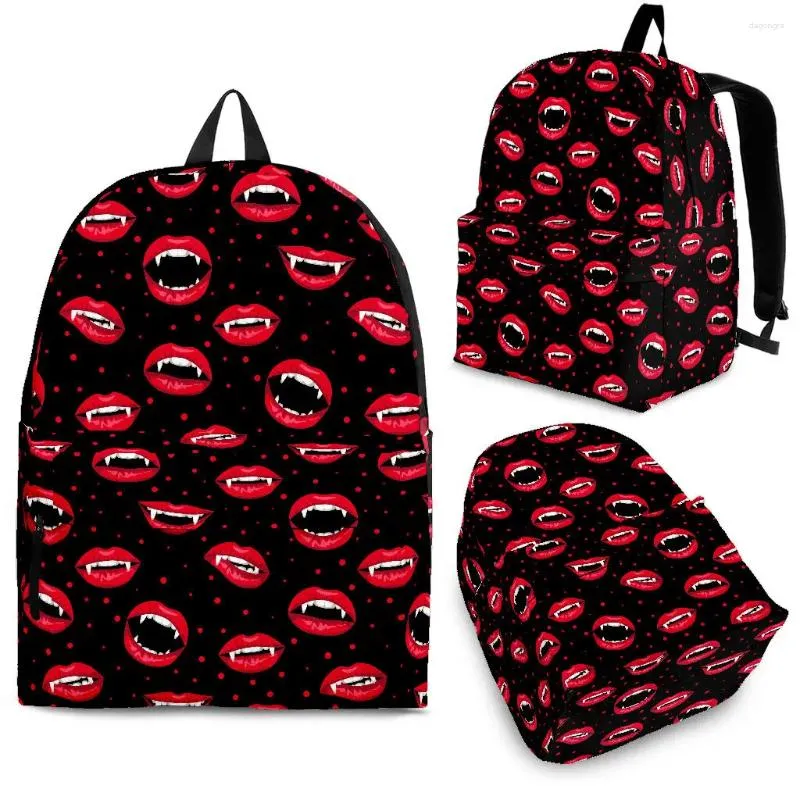 Backpack YIKELUO Fashion Lips Print Durable Brand Student Textbook With Zipper College Laptop Knapsack Casual Bag