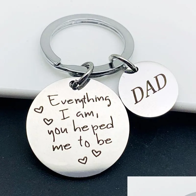 Keychains Lanyards Keychains Doradeer Alloy Key Chain Men Dad Everything Iam Holder Creative Letter Color Ring Pendant For Father Da Dhfon