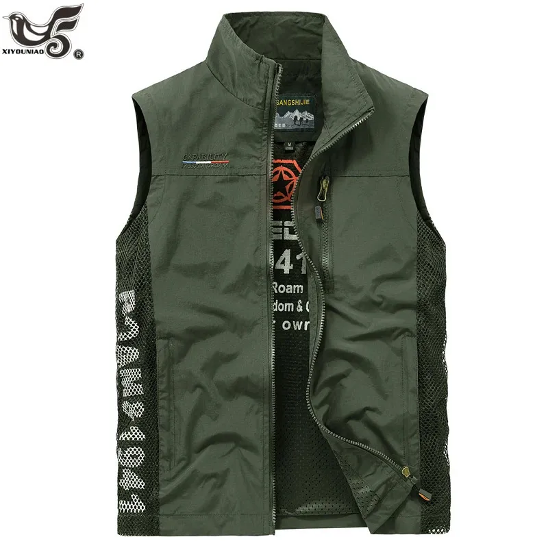 Men's Vests Waistcoat Jacket Vest 2023 Summer Breathable Climbing Hiking Fishing Work Sleeveless Fitness Joggers Sports Clothing 231011