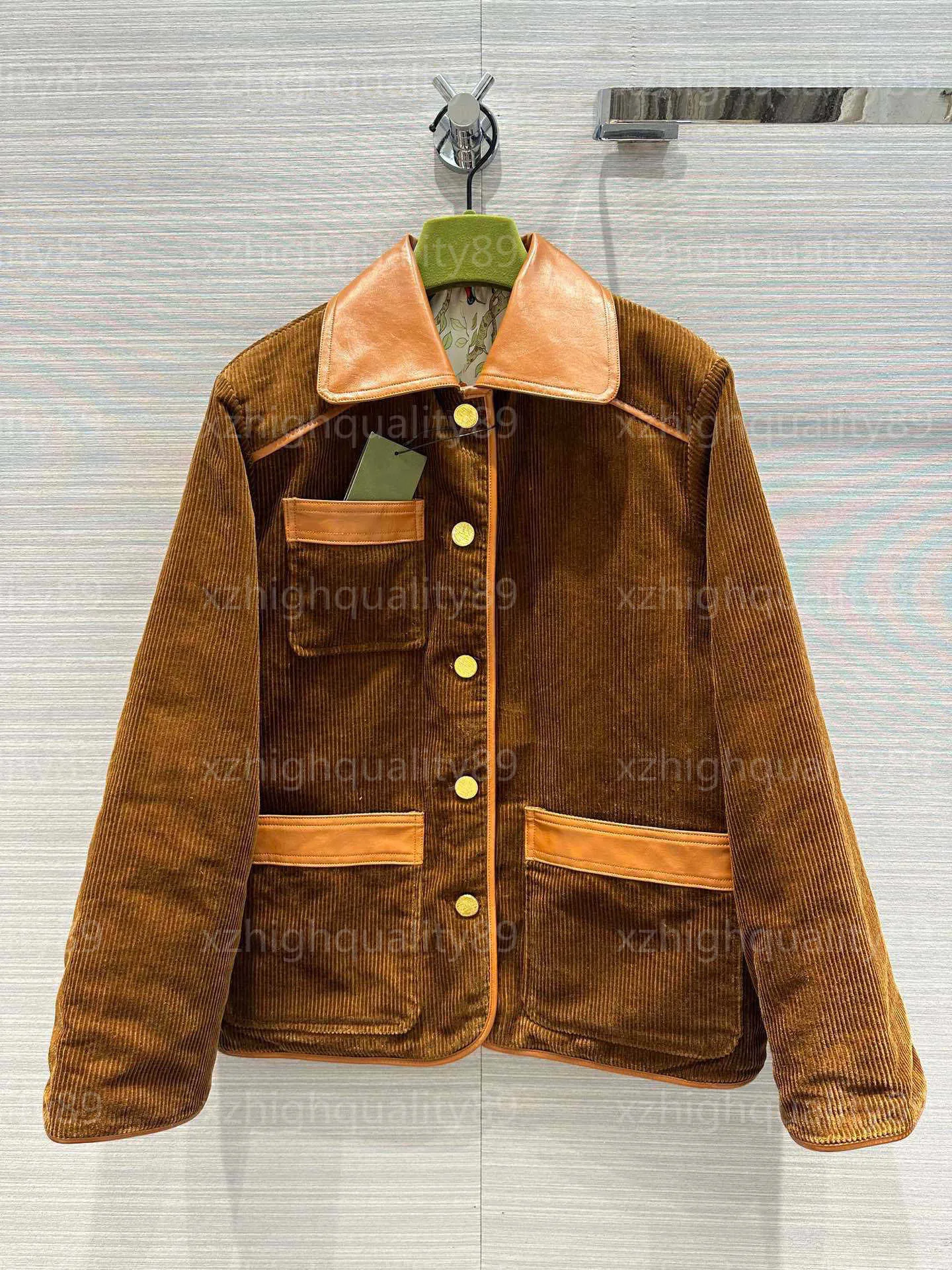 Kurtki designerskie kurtka damska jesień ciepły top retro corduroy Coat Reversible Design klasyczny lapel podwójny kieszonkowy luzu kurtki dla kobiet