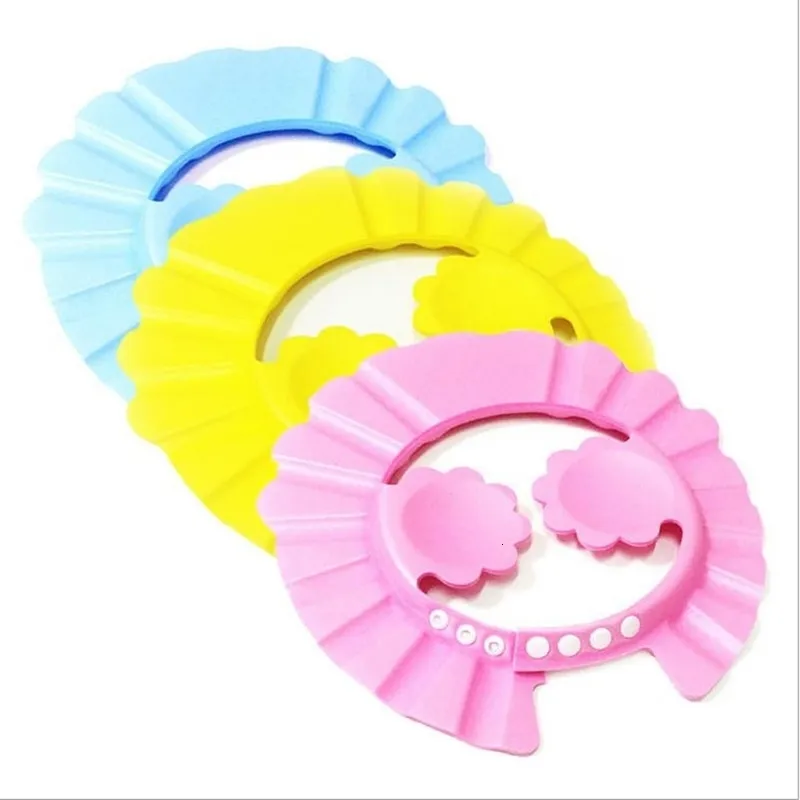 Bonnets de douche Fleurs Style Bébé Protection De Bain Réglable Doux Chapeau De Douche Enfants Imperméable Shampooing Bonnet De Bain Avec Oreille 50 pcs/lot 231006