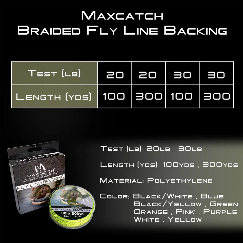 Braid Line Maximumcatch 20/30LB 50/100/300 Yard Braided Backing