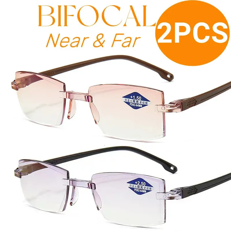 Sunglasses Frames Rimless Bifocal Progressive Reading Glasses Men
