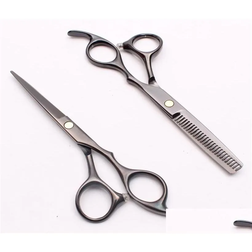 مقصات الشعر C1005 55Quot 440C شعار مخصص أسود محترف مقصات الشعر البشرية Barber039S قطع الشعر أو Thinnin60789 Dhefn