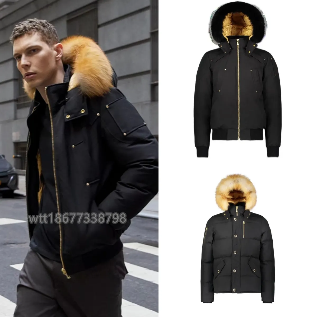 Winter-Puffer-Kleidung, Elch-Daunen-Cappeggio-Jacke, klassische goldene Parka-Mäntel für Herren- und Damenbekleidung, dicke Windjacke, Designer-Kapuzenknöchel