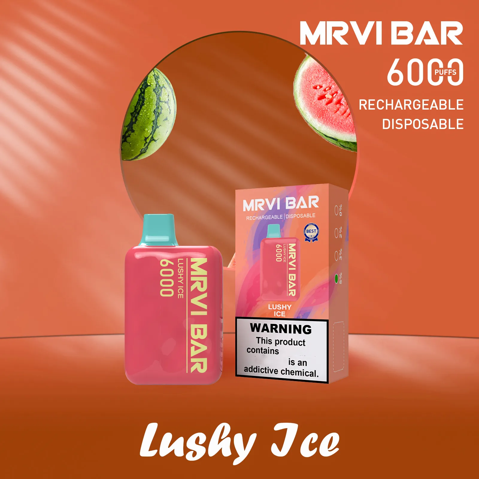 Original Mrvi Bar 6000 Puffs Vape Jetable 13 Ml Recharge Préremplie