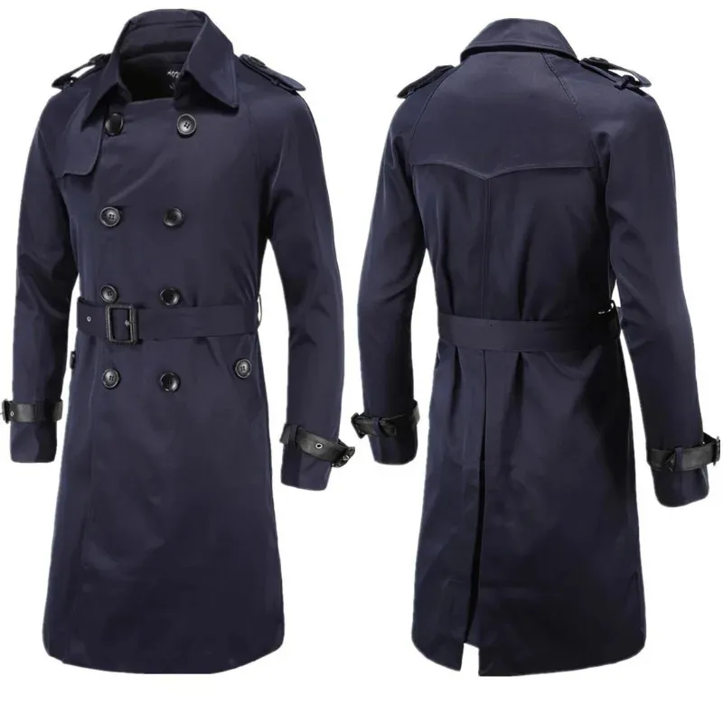 Misto lana da uomo 2023 Uomo Primavera Autunno Frangivento Soprabito Lungo Trench con cintura Cappotto da marinaio maschile Cappotto da marinaio doppio petto 231011