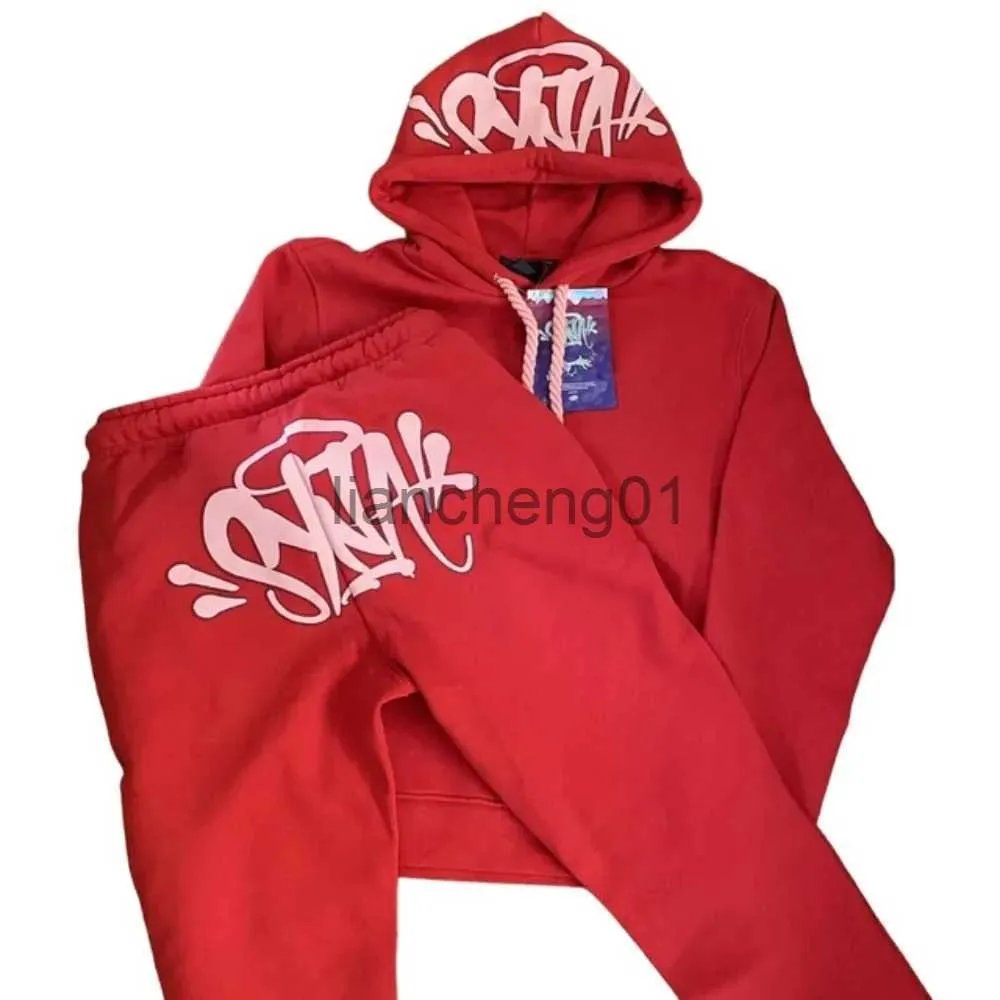 Men's Hoodies Sweatshirts Synaworld Y2K Two Piece Street Men's Hip Hop Letter Printing Hoodie Sweatshirt Sweatpants x1012