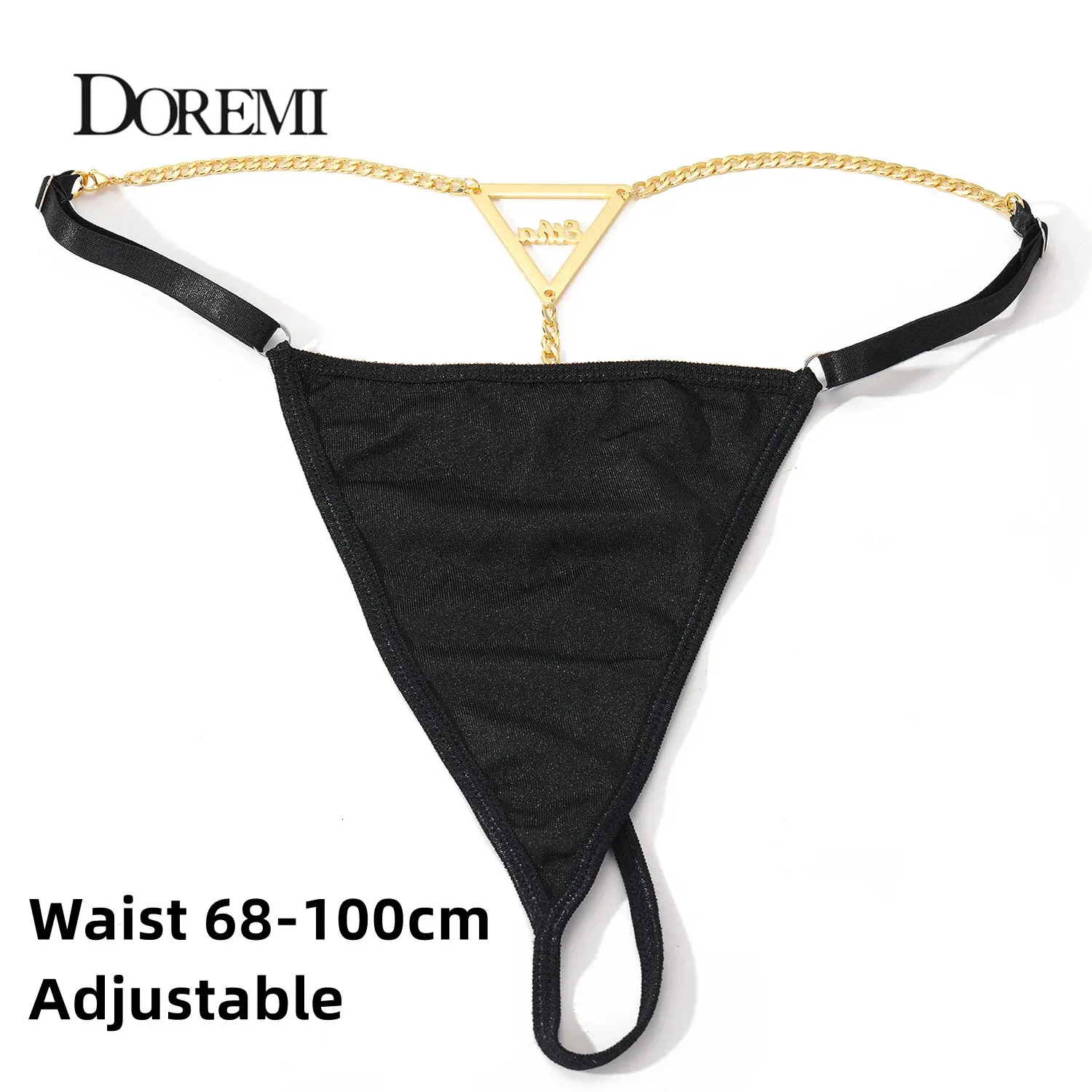 خواتم زر جرس السرة Doremi Summer Sexy Personalize Name Belly Weist Stainless Steel Cains for Women Letters Thong Banty Body Chain Jewelry 231012