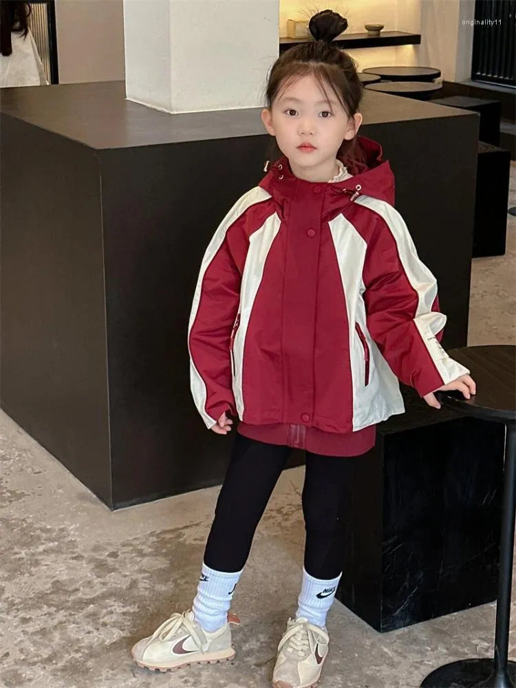 Giacche HoneyCherry Giacca sportiva con cappuccio per ragazze Moda autunnale Colorblocking Top Abbigliamento per bambini