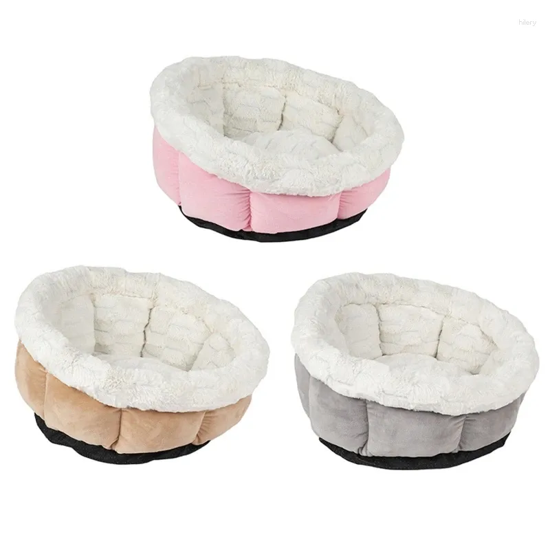 Lit Kenneaux pour chats intérieurs Lit de coussin de chien en peluche avec un fond sans glissement