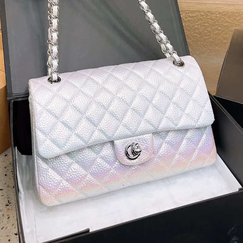 Designer Women CF Flap Gradient Shoulder Bag channelism Luxury C Diamond Lattice Nappa Leather Pearl Light Film Handbags Chain Strap Crossbody Bags