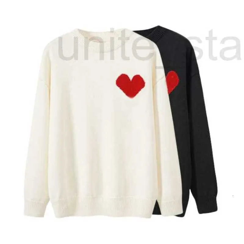 Kvinnors tröjor Designer Designer Sweater Loveheart A Woman Lover Cardigan Knit V Round Neck High Collar Fashion White Black Clothing Pullover Unxz
