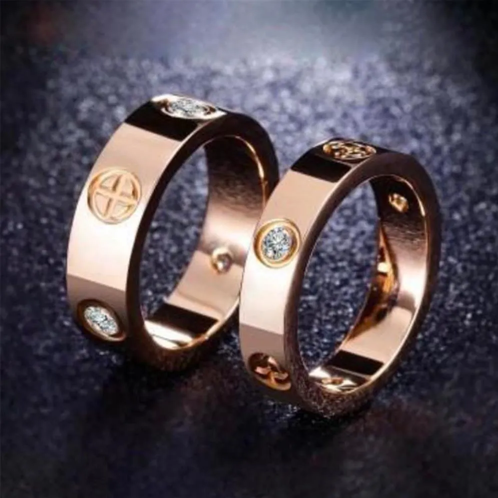 4mm 6mm Titanium Ateel Silver Love Ring Men and Women Rose Gold Rings for Lovers Par Ring Smyckesgåva Hela Kr001319W