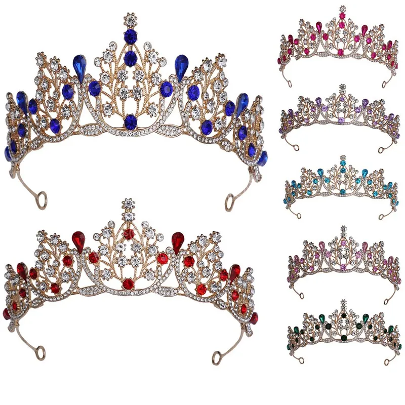 Bruid Kroon Water Drop Crystal Tiara Voor Vrouwen Meisjes Verjaardagsfeestje Jurk Tiara Elegante Koningin Bruids Hoofddeksels Accessoires