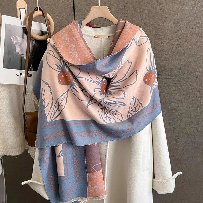 Schals Casual Print Warme Kaschmir Winter Poncho Schal Frauen Luxus Pashmina Decke Mit Quaste Schal Wraps Reise 2023 Design Hijab