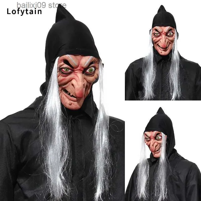 Masques de fête Halloween Horreur Masque de sorcière Cosplay Joker Sorcière Vieille Nana Grand-mère Casque en latex Maison hantée Costume Props T231012