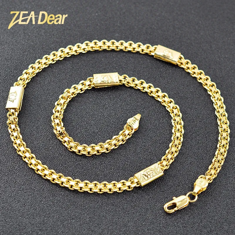 Chokers ZEADear Jewelry 18K Gold Plated Small Size Dubai Necklace With Chain For Men Women Hip Hop Wholesale Accessaries 231011