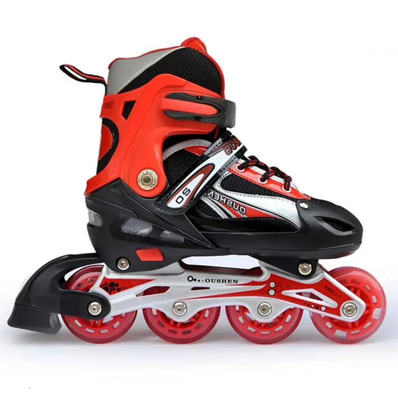 Inline Roller Skates Adjustable size inline skates suitable for children boys girls PU flash 4wheel skateboard childrens sports shoes 231011