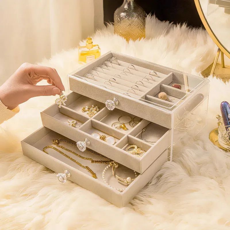 Transparent Three Layer Jewelry Stores Organizer Box With Velvet Tray For  Earrings, Nacks, And More Plastic Display Case 231011 From Diao05, $17.55