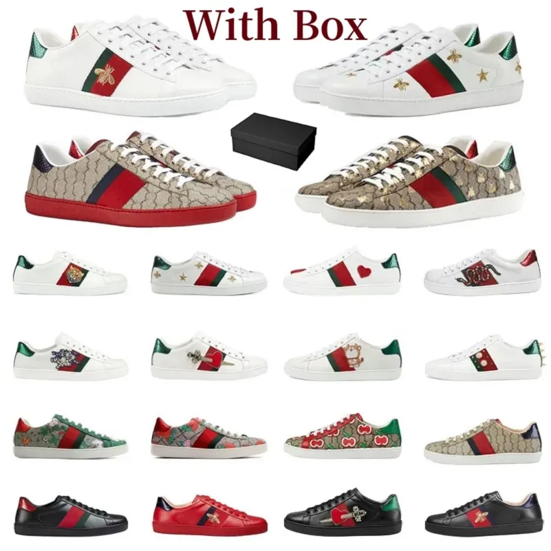 Designer Running Ace Low Mens Damesschoenen Hoogwaardige Tiger Borduurde Zwart White Green Stripes Walking Sneakers 35-44