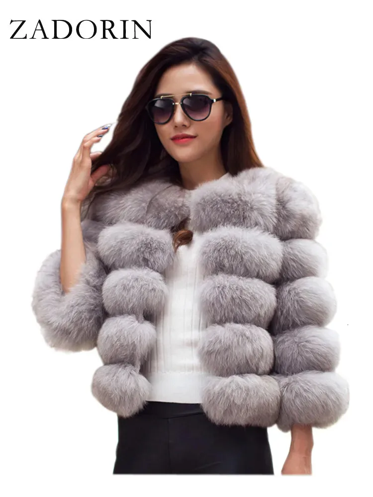 نساء الفراء فو الفراء Zadorin S-5XL Mink المعاطف الخريف شتاء Fluffy Black Faux Fur Coat Women Elegant Shicay Wark Fucts Jackets for Women Tops 231011