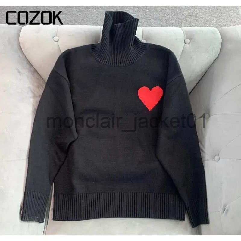 Men's Sweaters Fashion Brands Winter 2023 Letter Heart Embroidered Sweater Men's High Collar Sweatshirt Loose Casual Pullover Women's Clothing J231012