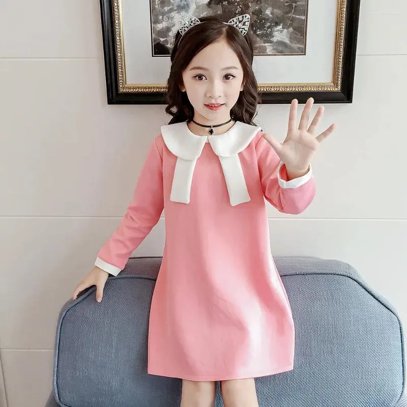 Robes de fille princesse coréenne occidentalisée, robe confortable à manches longues pour enfants, 19009