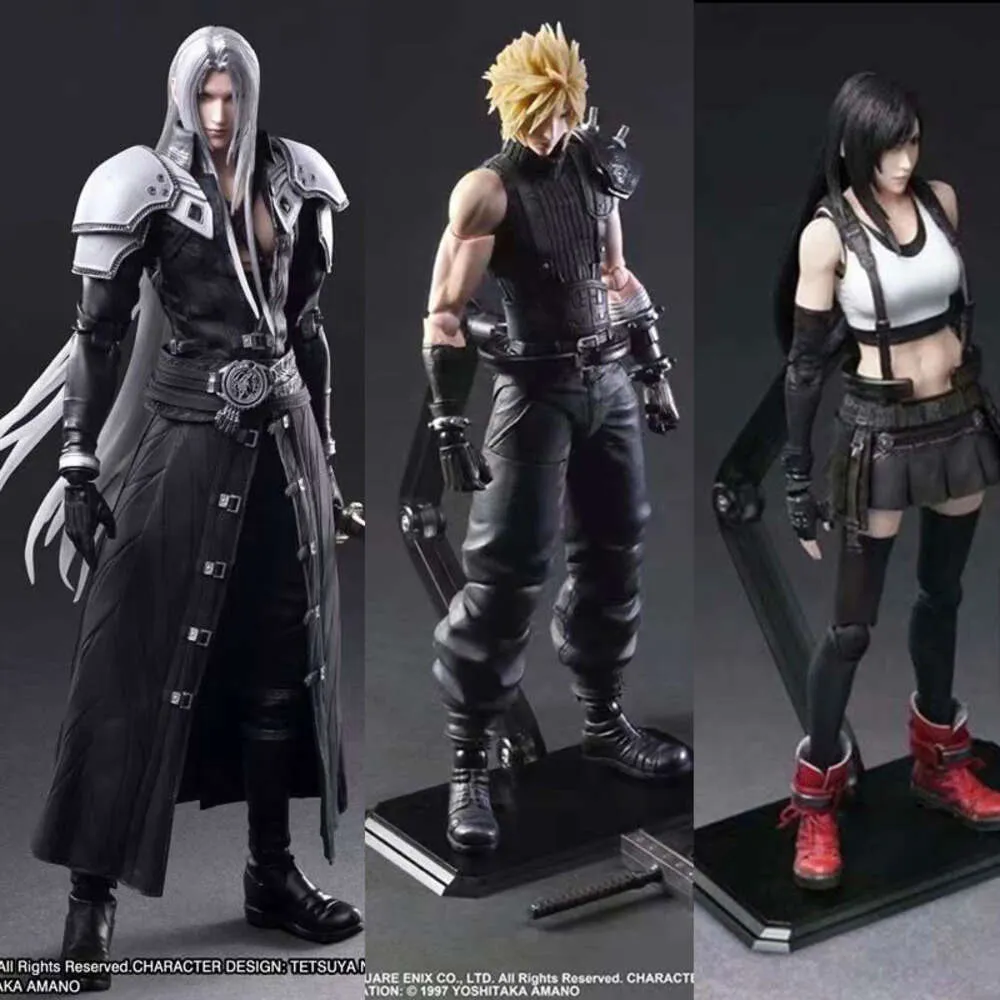 Mascot kostymer spelar konst Final Fantasy 7 vii Sephiroth Cloud Strife Tifa Lockhart Action Figure Remake Toys 25cm Joint Moveble Doll Desk Decor Högsta version.