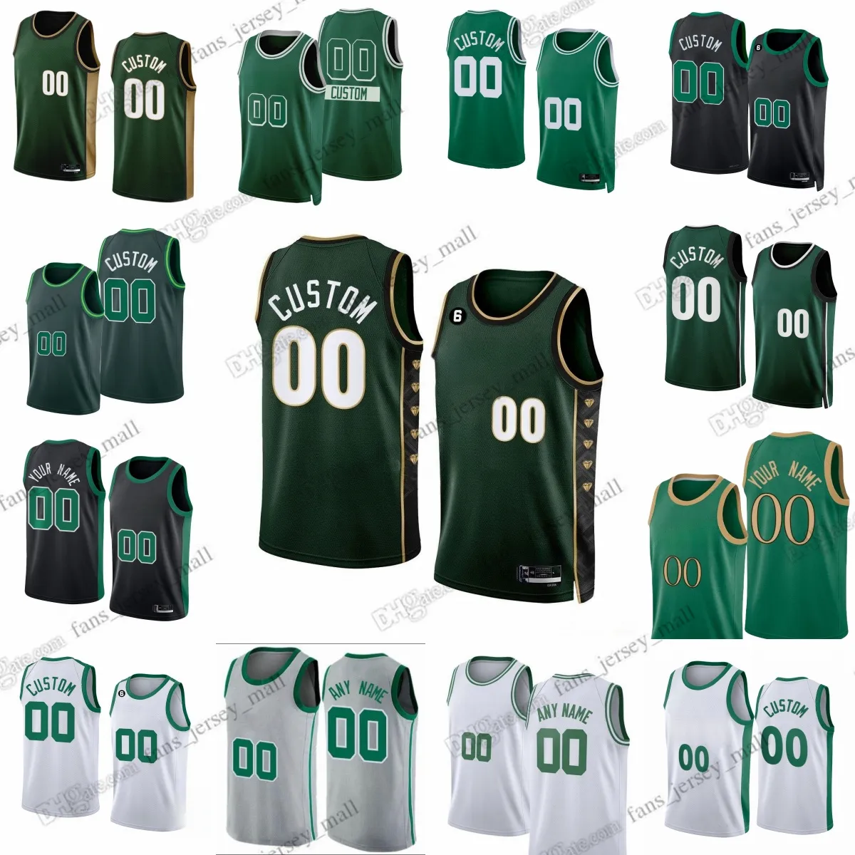 Custom Printed 2023-24 New Season Basketball Jerseys Jayson Tatum Jrue Holiday Kristaps Porzingis Al Horford Jaylen Brown Derrick White Payton Luke Kornet Oshae