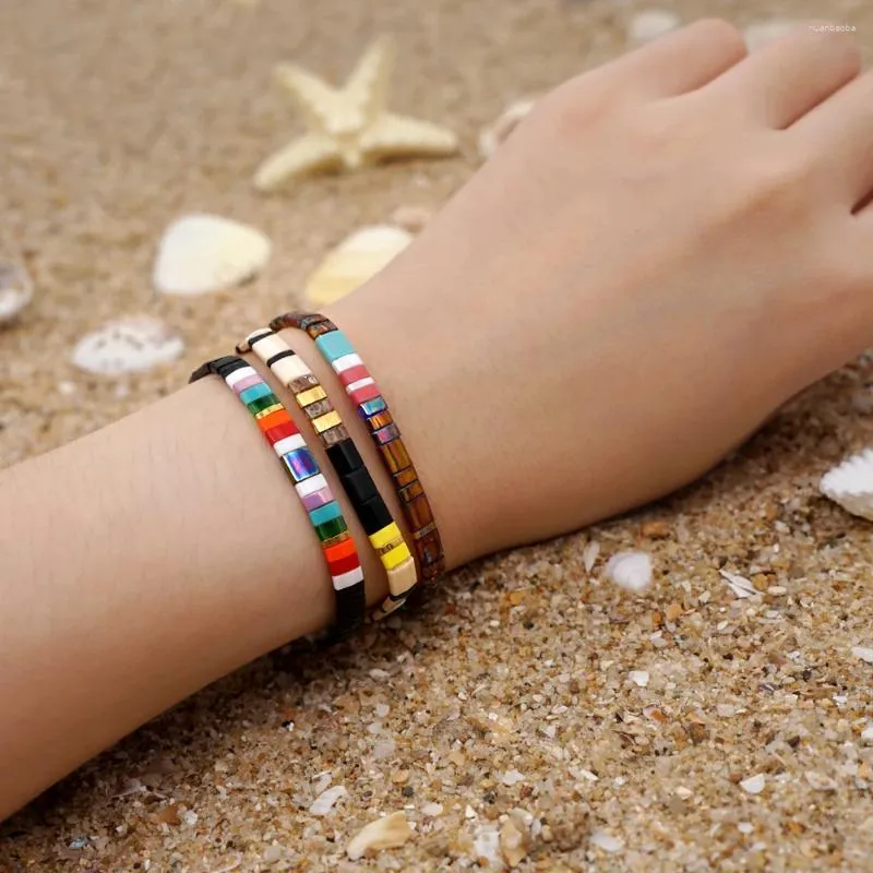 Strand BohoBliss Bruin MIYUKI Tila Kralen Armbanden Voor Mannen Dames Vintage Armband Verstelbare Handgemaakte Mode-sieraden Cadeau
