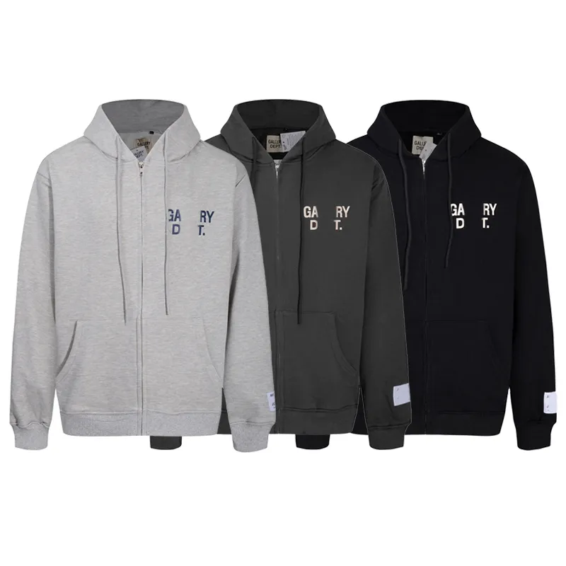 Moletons masculinos com capuz com zíper Designer Galleryes Depts Gary Pintado Graffiti Usado Letras Impressas Soltas Moda Casual Homens e Mulheres Hoody