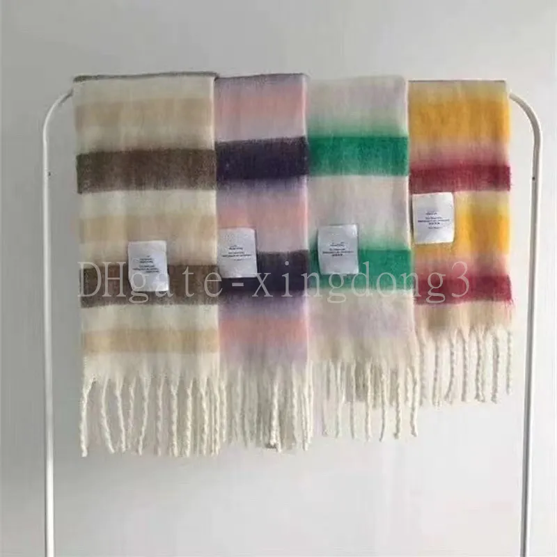 Winter sacrf designer cashmere as scarf mens women studio shawl rainbow colour chequered tassel scarves warm comfortable fashion accessories pashmina with box