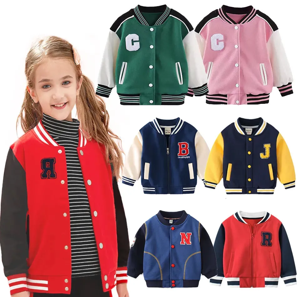 Cardigan Kids Winter Jacket Button Casual Letter Baseball Uniform Coats Round Neck Cardigan Sportswear Autumn and Winter Child Clothes 231012